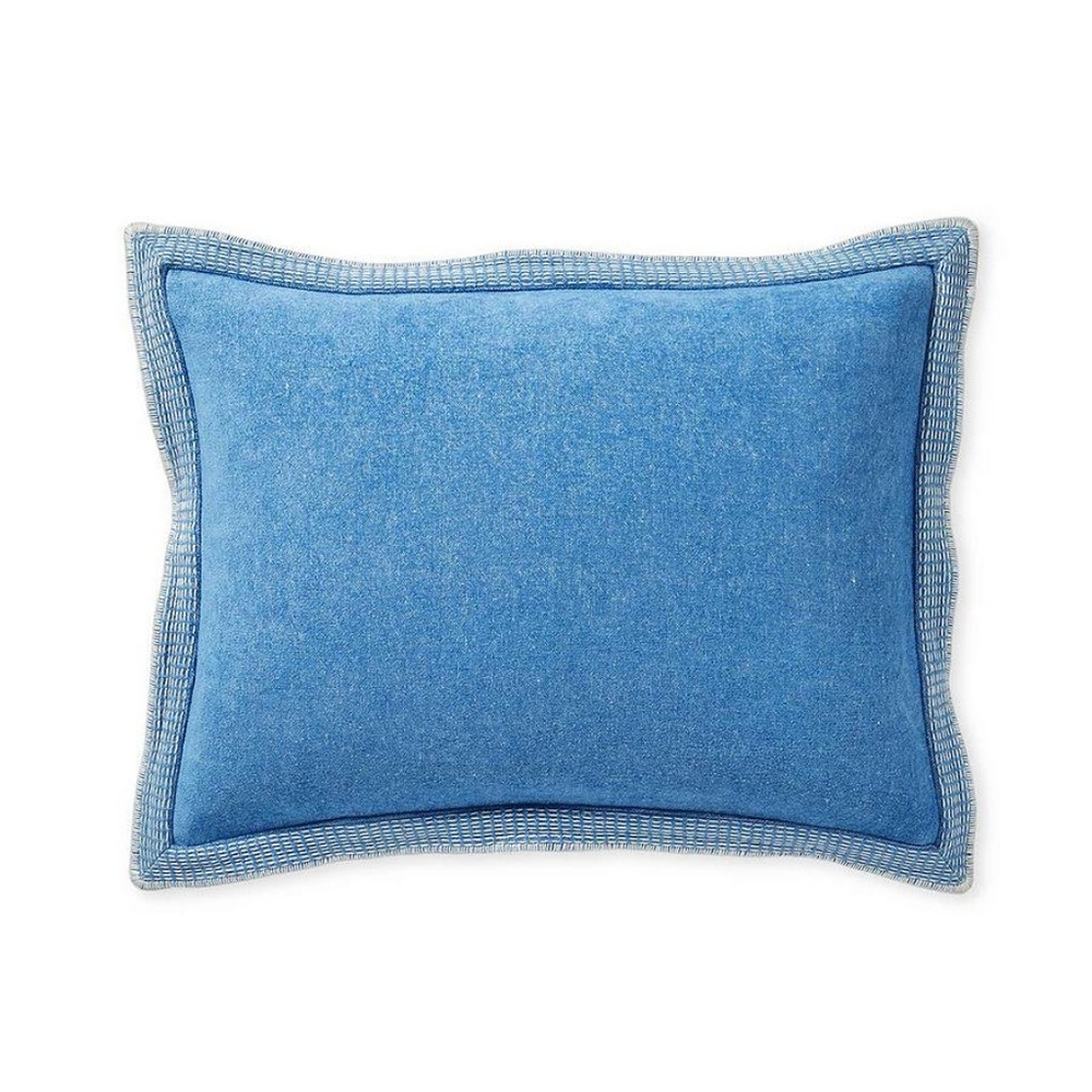 Blue Linen Chenille Pillowcover by Serena & Lily, 18”x24” Brand New